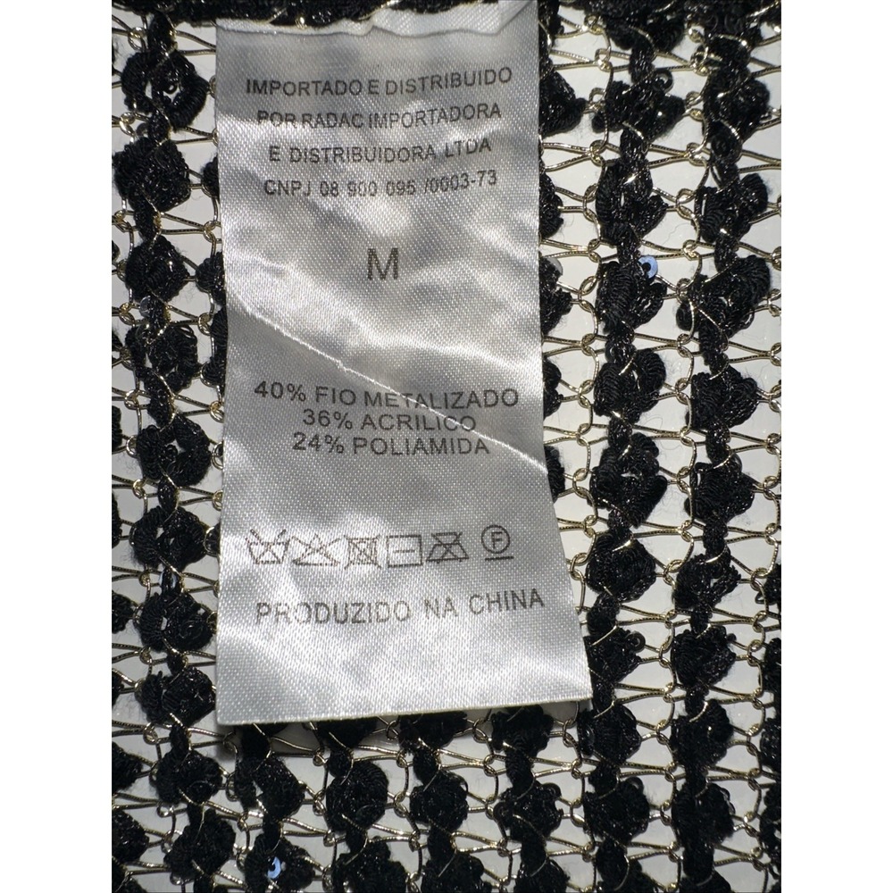 Rush By Rosanna Black Gold Metallic Cardigan SIZE Medium - Picture 5 of 10